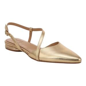 Naturalizer Women's Closed Pointed Toe Leather Slingback Flats Gold Size 7 1/2 W